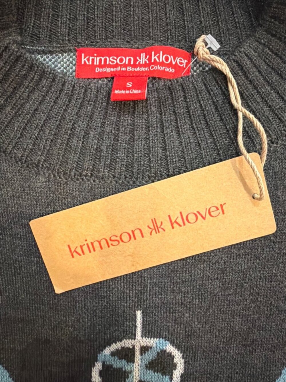 NWT Krimson Klover Traverse Pullover Sweater Small Charcoal Blue Wool Blend - Picture 7 of 14